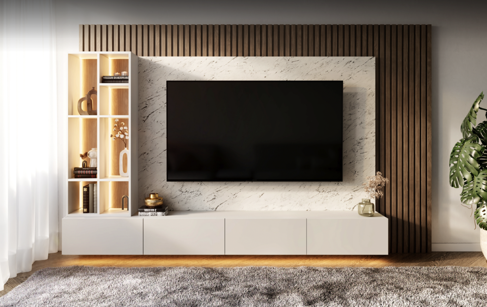 Elegant TV wall design, Velvet: Icy